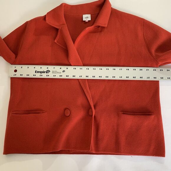 Cabi Coronation Sweater Knit Blazer Women M Red Pockets Preppy Twee Regency Work - Picture 8 of 11